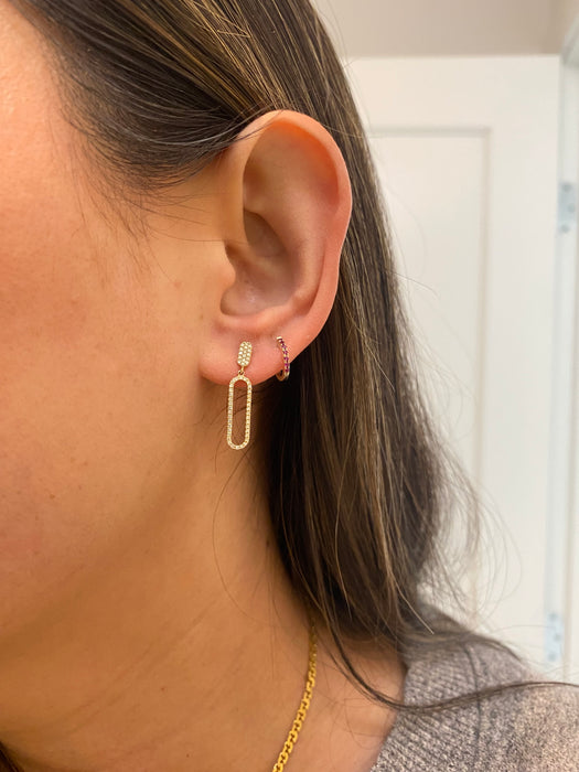 14k diamond paperclip earrings