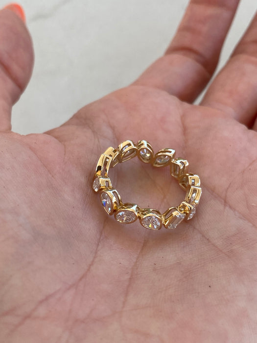 14K Gold 3 Carat Bezel Set Multi-Shape Lab Diamond Eternity Ring