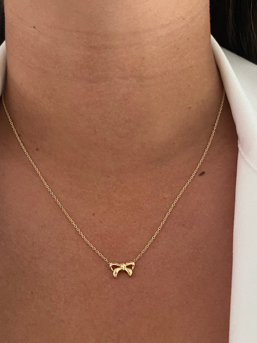 14k bow necklace 17” or 18”