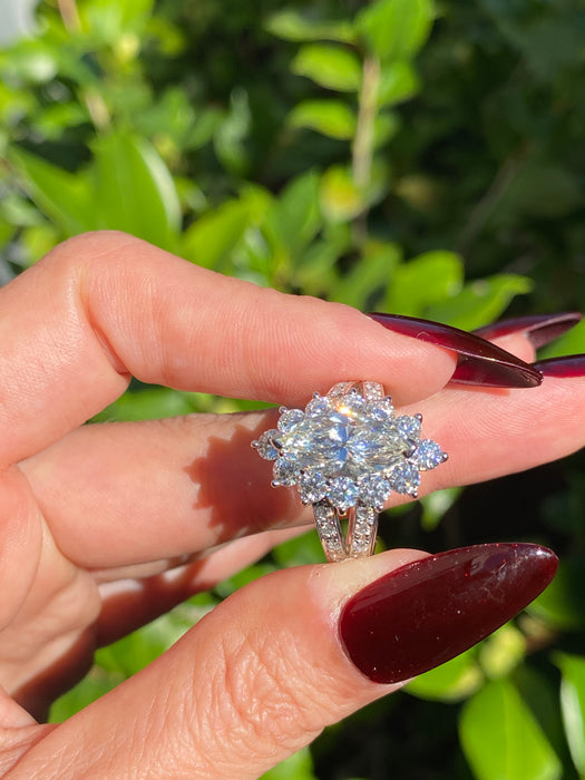 Platinum 900 3.83 tcw marquise diamond ring size 7