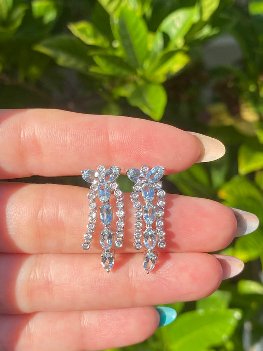 18k white gold aquamarine and diamond earrings