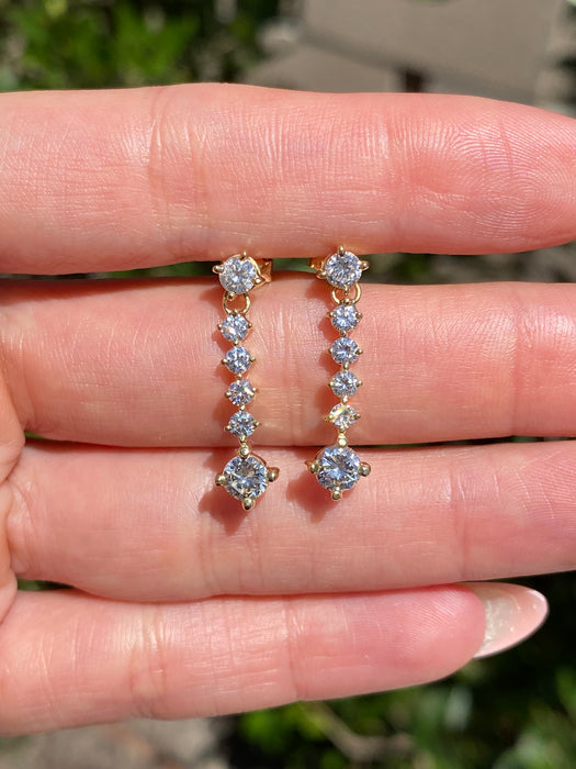 Vintage 18K Gold 1.46 TCW Natural Diamond Drop Earrings