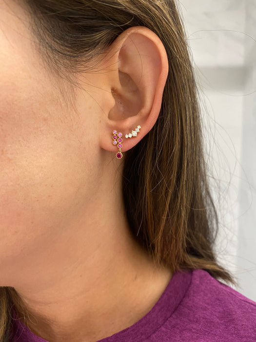 14K Rose Gold Ruby & Pink Sapphire Drop Earrings