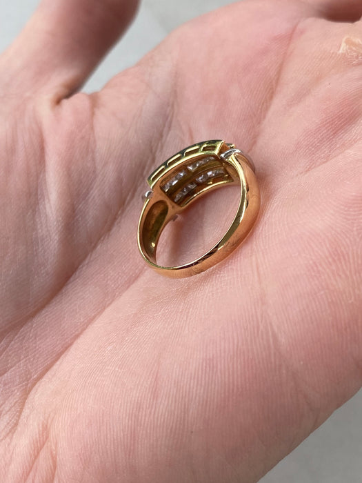 Vintage 18K Two-Tone Gold Asscher Cut Natural Diamond Band Ring – 1.03 TCW