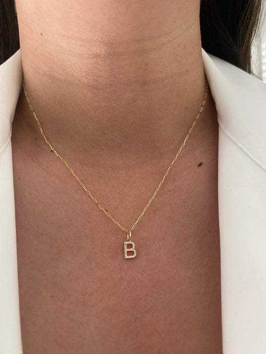 14k diamond letter B initial pendant