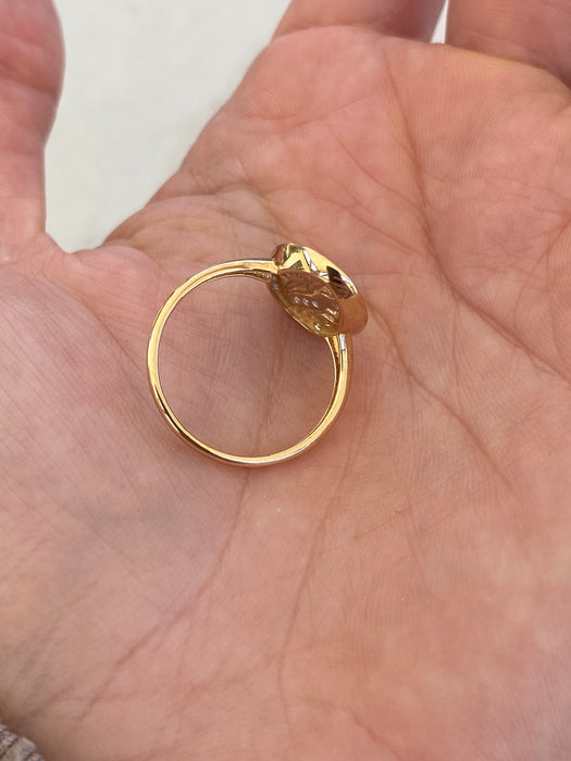 14K Gold Diamond Bluebell Signet Ring