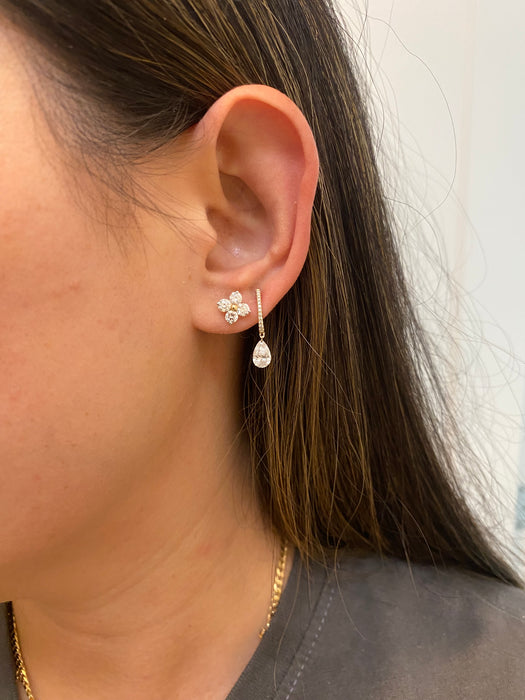 14k 1 carat lab diamond flower stud earrings