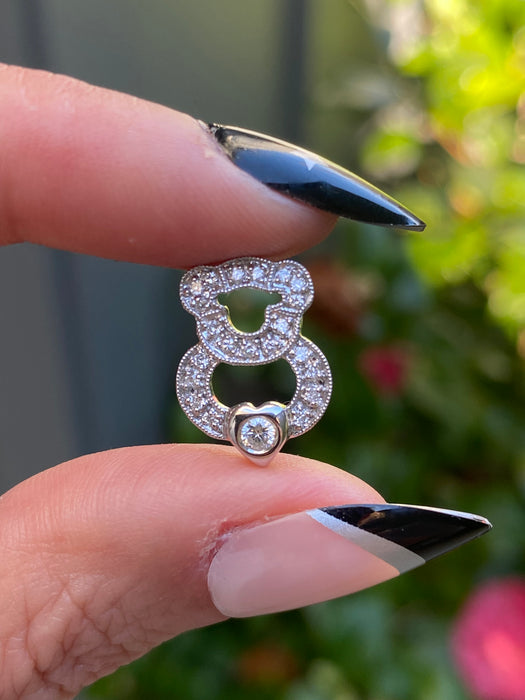 Vintage 18K White Gold Diamond Bead Slider Charm