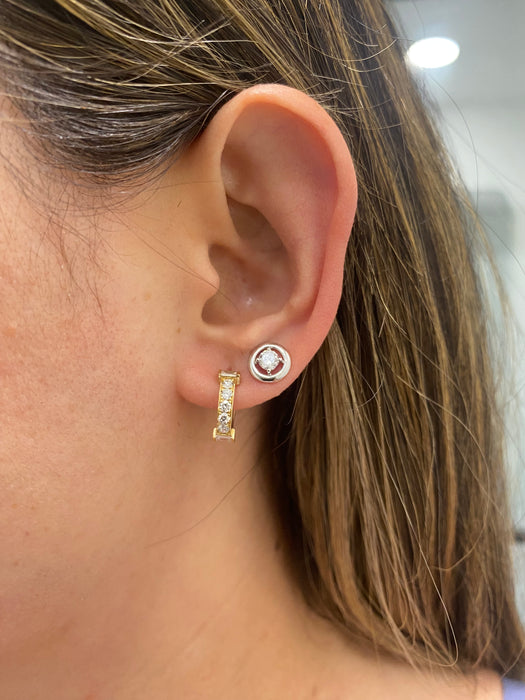 14k Gold Lab Diamond Huggie Earrings