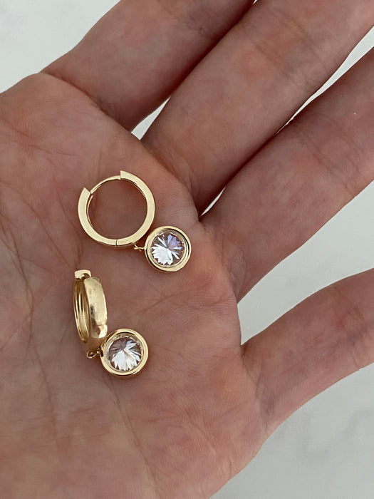 14K Gold 1.8 TCW Bezel-Set Lab Diamond Huggie Earrings