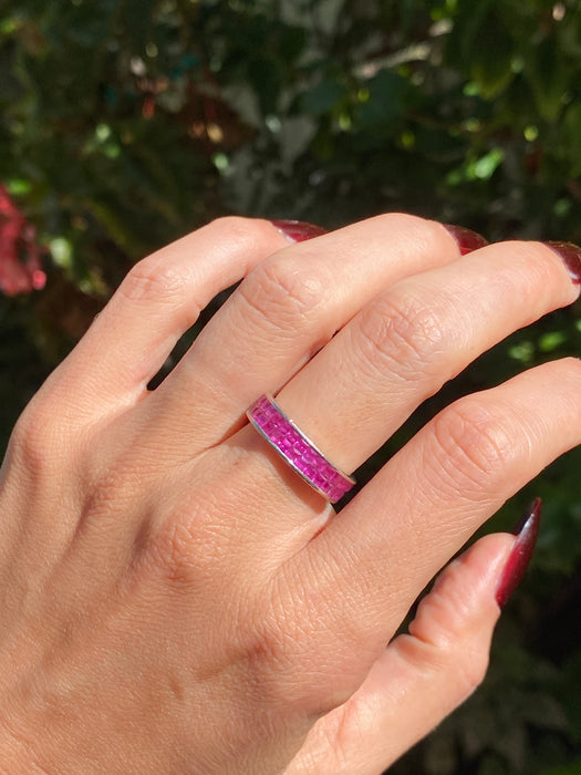 18k white gold invisible ruby eternity ring size 6