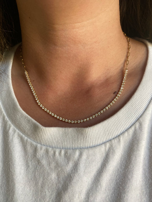 14K 1.8 TCW Natural Diamond & Paperclip Link Necklace 17”