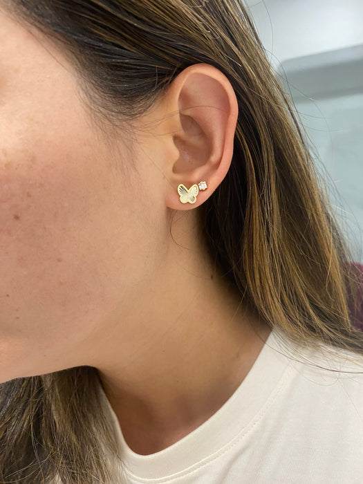 10K Gold Fluted Rainbow Butterfly Stud Earrings
