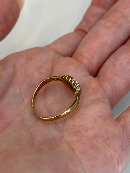 Vintage 14K Gold Garnet & Diamond Halo Ring