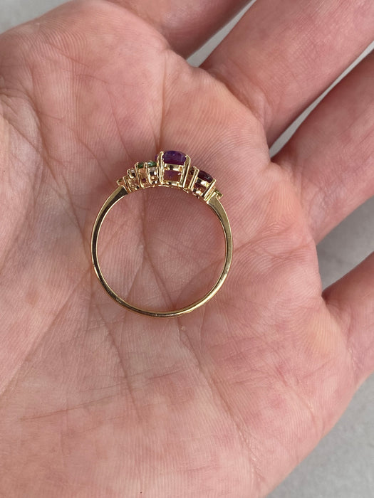 14K Gold Multi-Gemstone Cluster Ring
