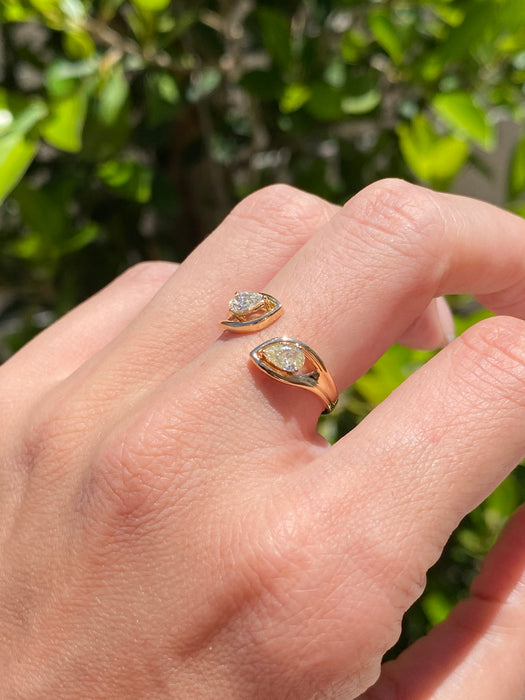 18K Gold Open Natural Pear Diamond Ring