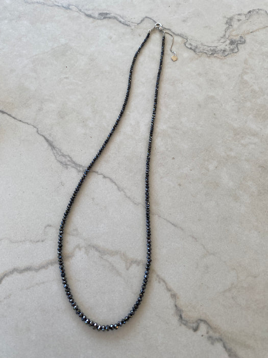 Vintage 18K White Gold Natural Black Diamond Beaded Necklace — 26.61 TCW