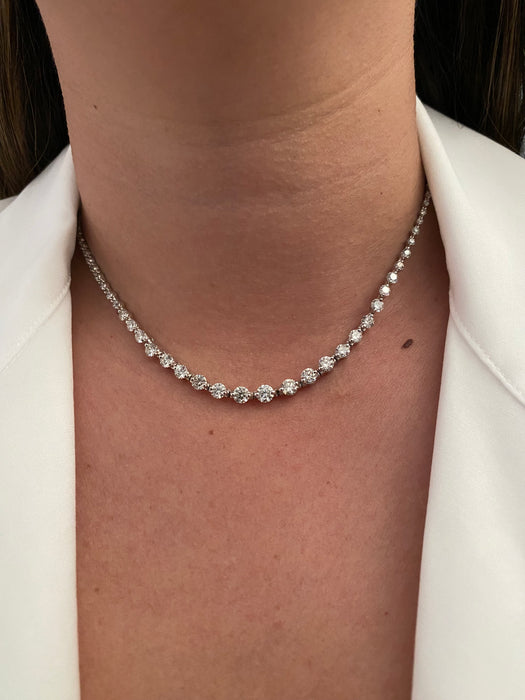 18k white gold 7 carat Diamond tennis necklace