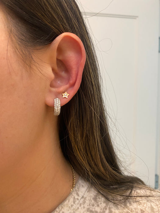 Platinum 950 1 carat triple row diamond hoop earrings