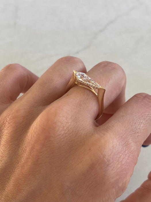14K Step-Cut Elongated Kite Lab Diamond Ring