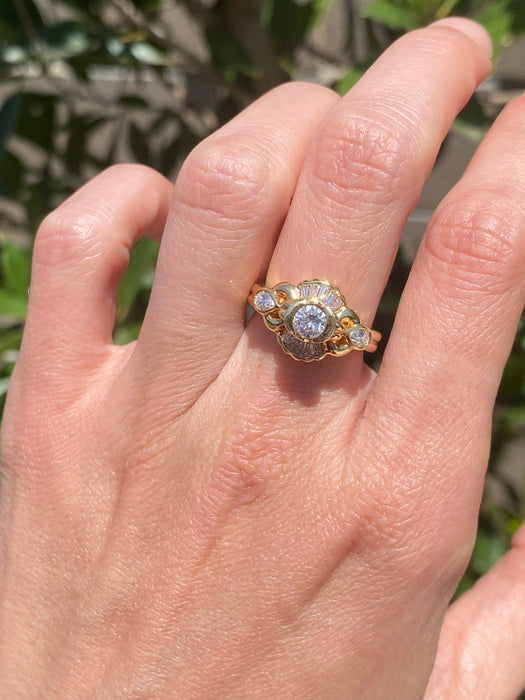 Vintage 18K Gold Multi Shape Diamond Ring – 0.83 TCW Natural Diamonds – Size 6