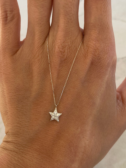 Vintage Platinum 900 Diamond Star Necklace