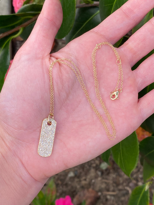 14k diamond dog tag necklace 16-17-18”