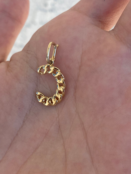 14k diamond curb initial letter pendant