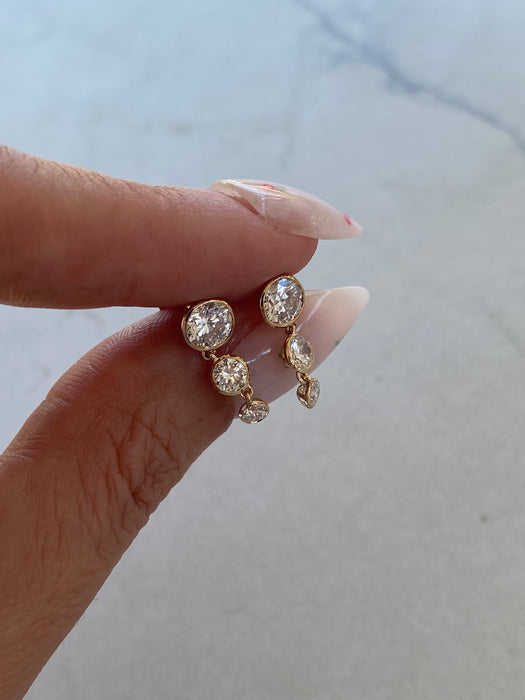 14K 1.7 TCW Bezel Set Lab Diamond Graduated Earrings