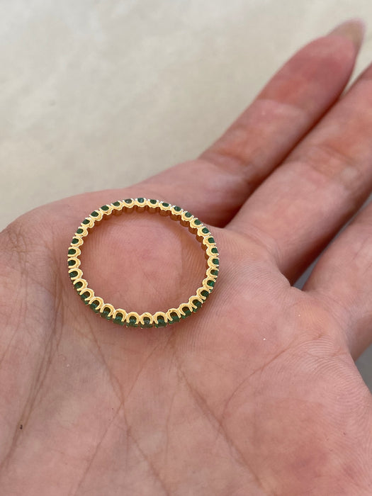 14K Gold Emerald Eternity Ring