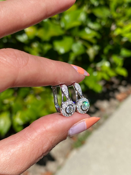 14k white gold diamond huggie earrings