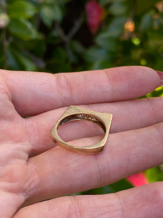 14k diamond squared ring size 6.25