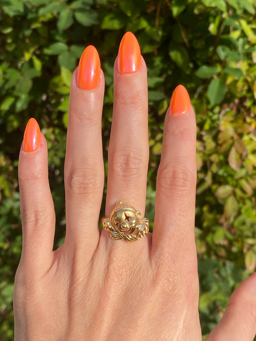 Vintage 18K Gold Diamond Clown Ring