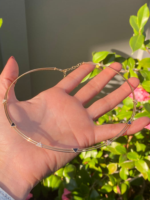 14k collar necklace diamond triangle black onyx