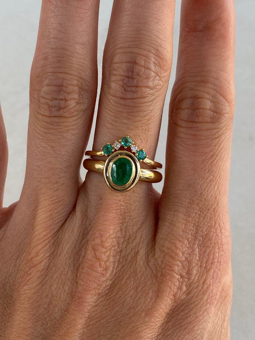 14K Double Bezel Set Emerald Ring