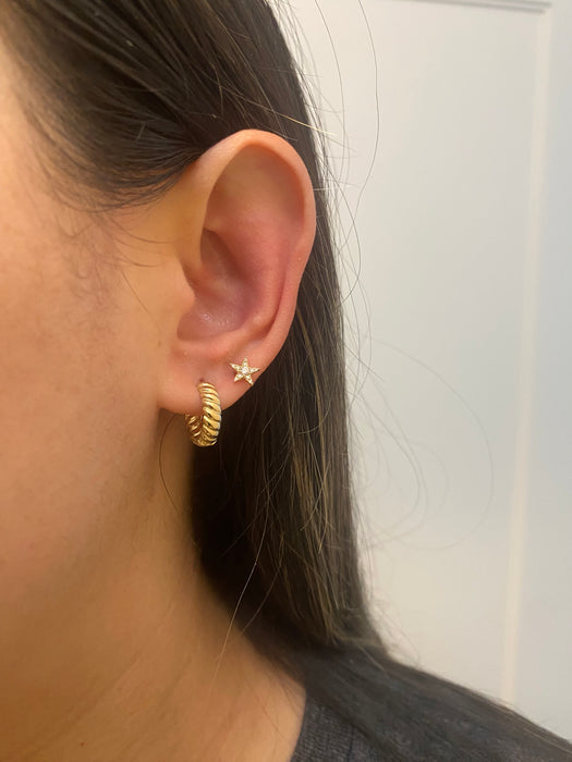 14k croissant huggie earrings