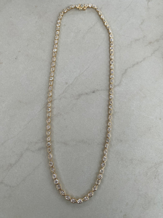14K Gold Multi-Shape Lab Diamond Tennis Necklace – 10.0 CTW D/VS