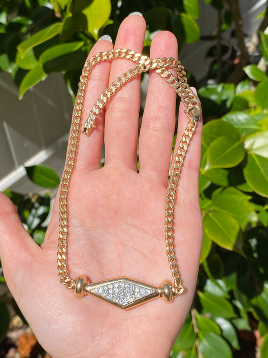 14k diamond curb necklace 16”