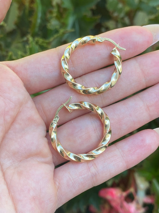 14k twisted hoop earrings