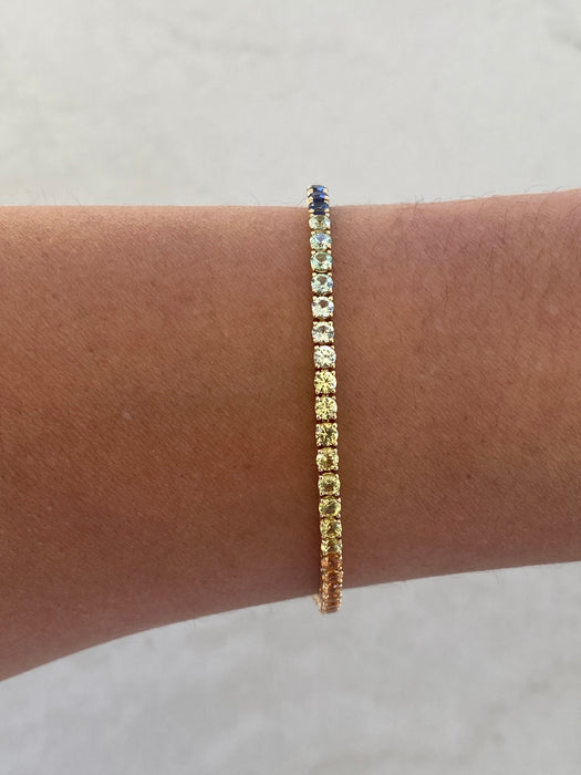 14K Gold Rainbow Sapphire Tennis Bracelet
