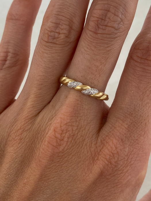 14K Brushed Gold Diamond Croissant Ring