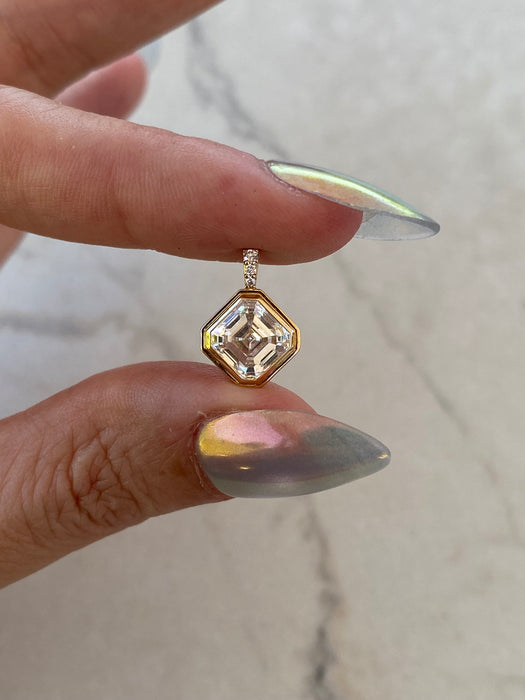 14K Gold 2.06 CTW Lab-Grown Asscher Cut Diamond Pendant | IGI Certified
