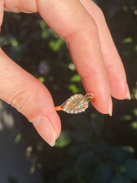 18k diamond leaf ring size 7.5