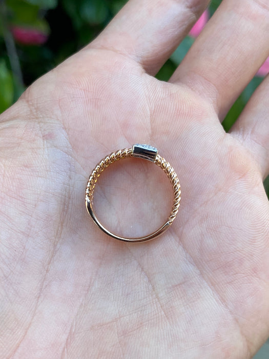 14k rose gold braided diamond ring size 6.75