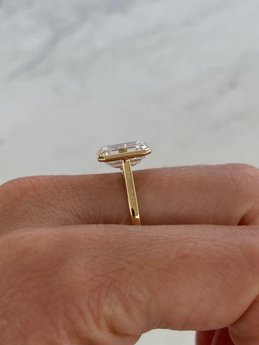 14K Gold 3.04 CT Emerald Cut Lab Diamond Ring IGI Certified