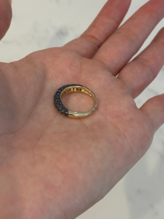 14K Gold Pavé Natural Black Diamond Ring