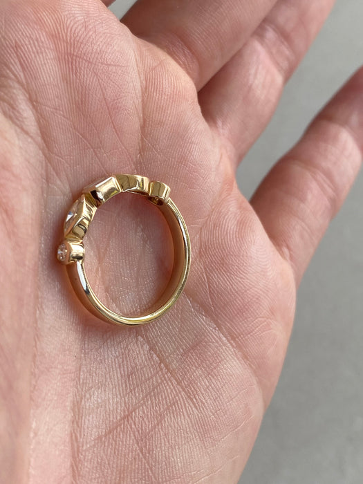 14K Gold Mixed Shape Bezel Set Lab Diamond Ring