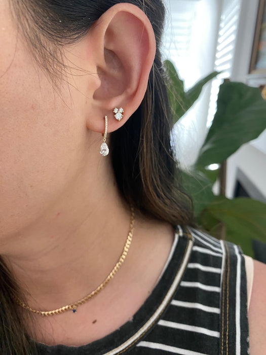 14k 1.2 carat lab diamond drilled pear Huggie earrings