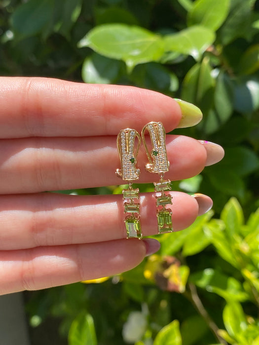 14k peridot diamond alligator earrings