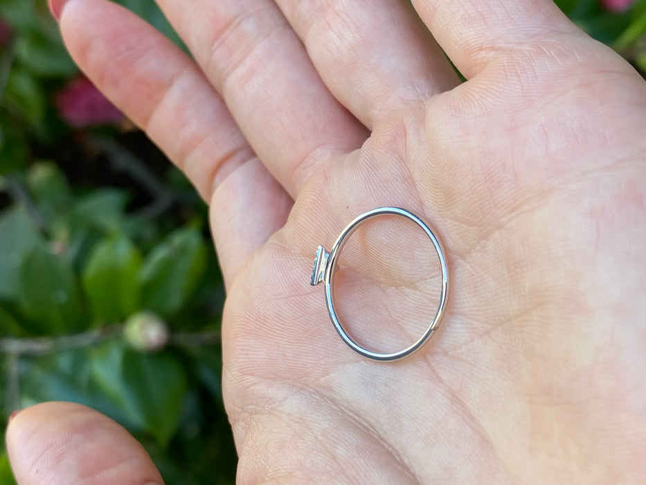 14k white gold diamond triangle ring size 6.5